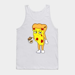 Pizza with Salami Cheese & Coffee Tank Top